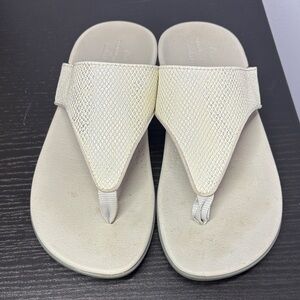 Clarks Cream Mesh Slide Sandals